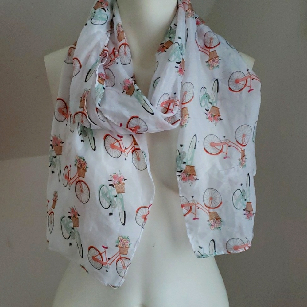 bicycles with flower baskets long lightweight scarf .